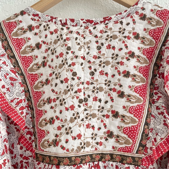 Bailey 44 Anthropologie Top L Quilted Patchwork Block Print Floral Puff Sleeve - Picture 9 of 16